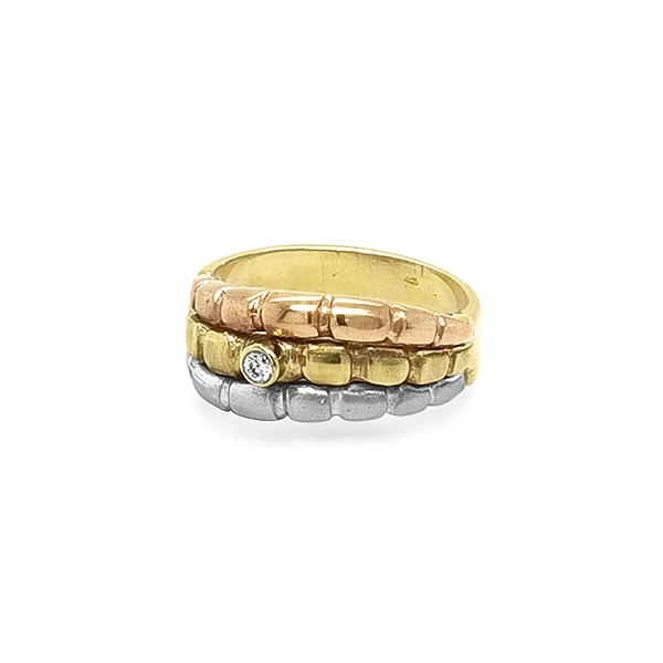 Goldring mit Zirkon aus kombiniertem Gold