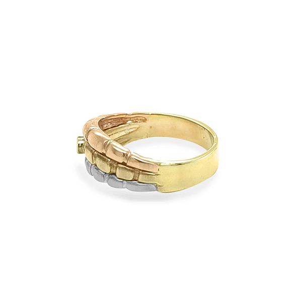 Goldring mit Zirkon aus kombiniertem Gold