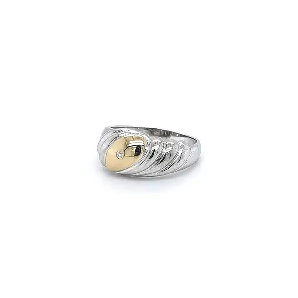 Ring mit Zirkon aus Kombinationsgold