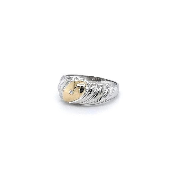Ring mit Zirkon aus Kombinationsgold
