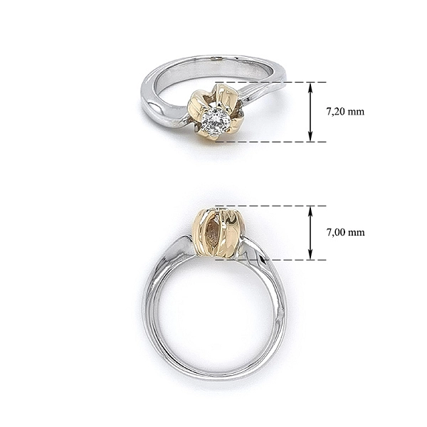 Ring mit Zirkon aus Kombinationsgold