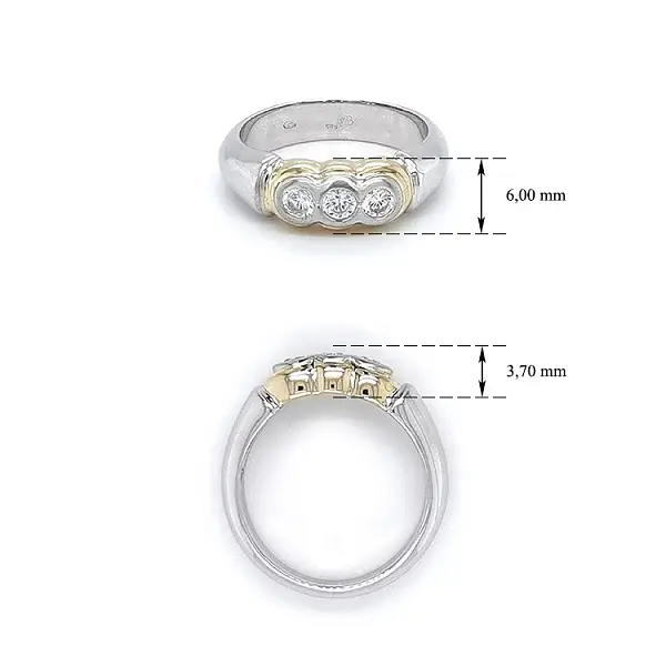 Ring mit Zirkonias in Gold-Kombination