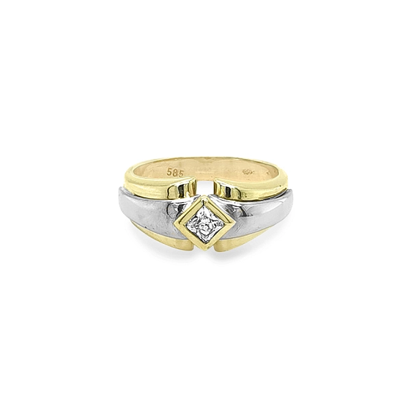 Goldring mit Zirkon aus kombiniertem Gold