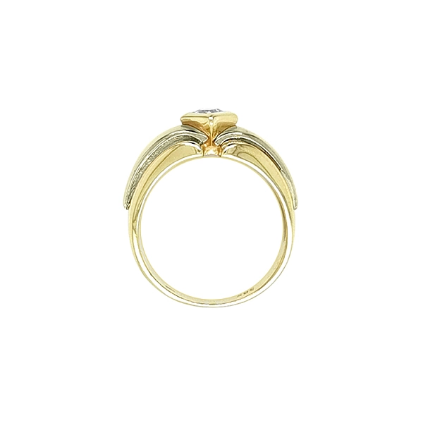 Goldring mit Zirkon aus kombiniertem Gold