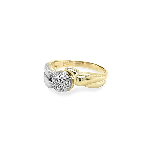 Goldring mit Zirkonen aus kombiniertem Gold