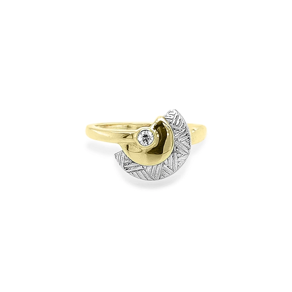 Goldring mit Zirkonen aus kombiniertem Gold
