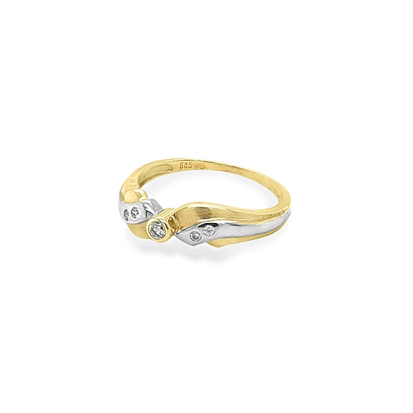 Goldring mit Zirkonen aus kombiniertem Gold