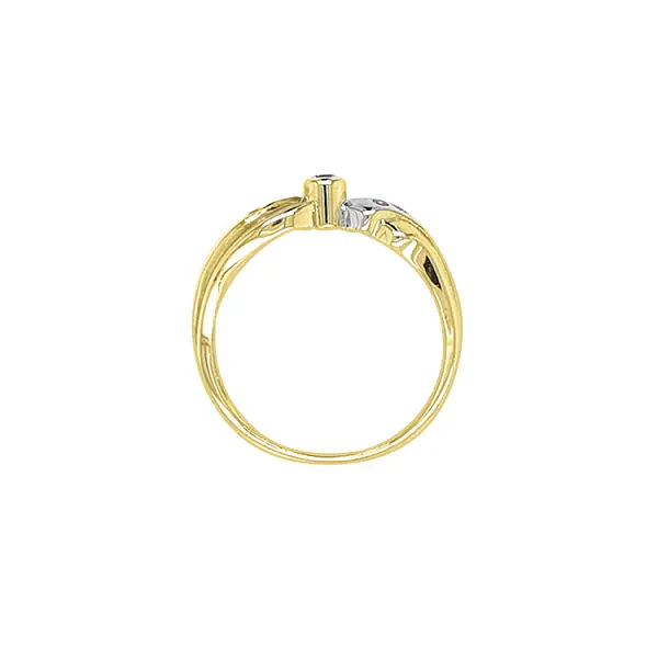 Goldring mit Zirkonen aus kombiniertem Gold