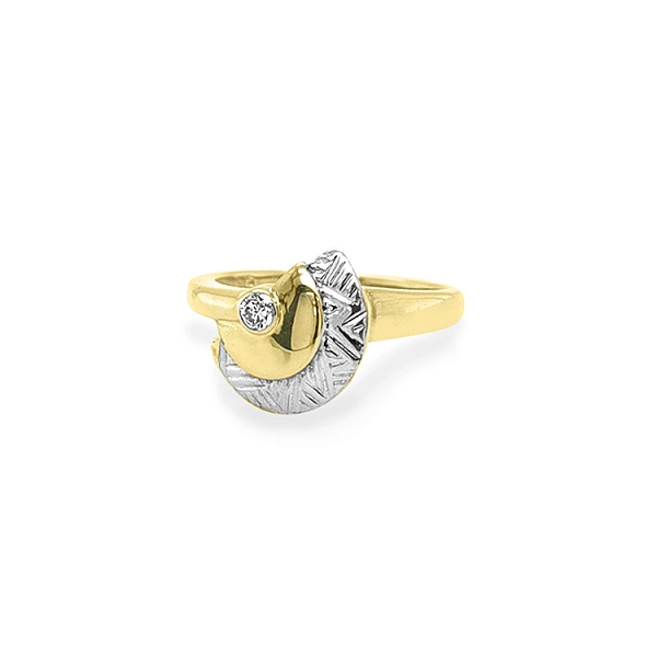 Goldring mit Zirkon aus kombiniertem Gold