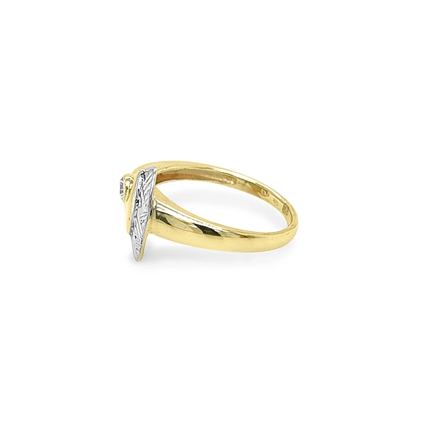 Goldring mit Zirkon aus kombiniertem Gold