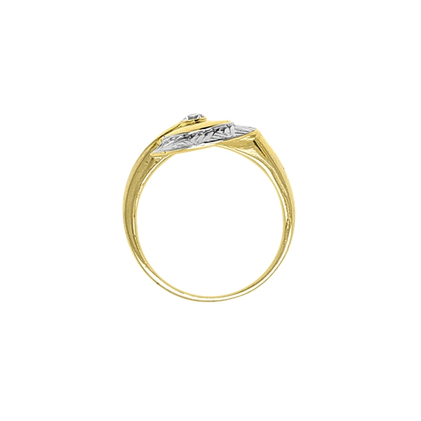 Goldring mit Zirkon aus kombiniertem Gold