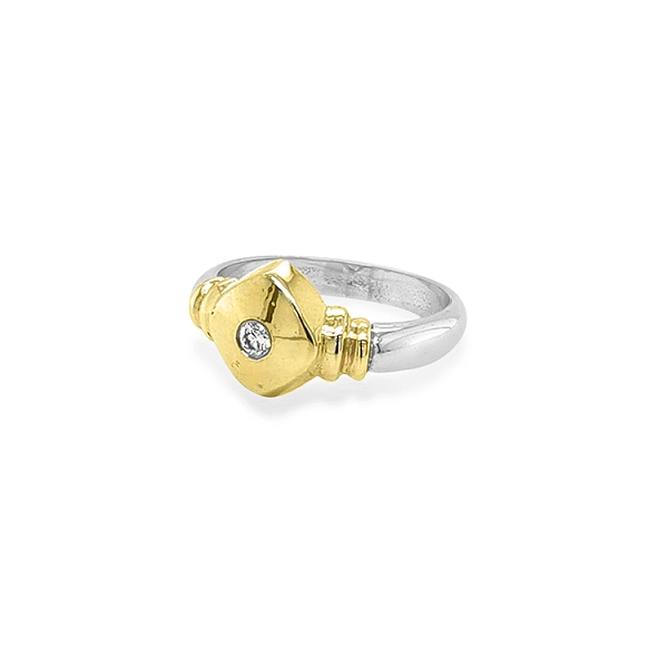 Goldring mit Zirkon aus kombiniertem Gold
