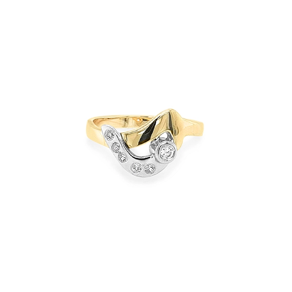 Goldring mit Zirkonen aus kombiniertem Gold