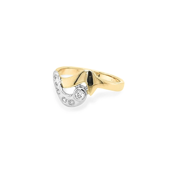 Goldring mit Zirkonen aus kombiniertem Gold