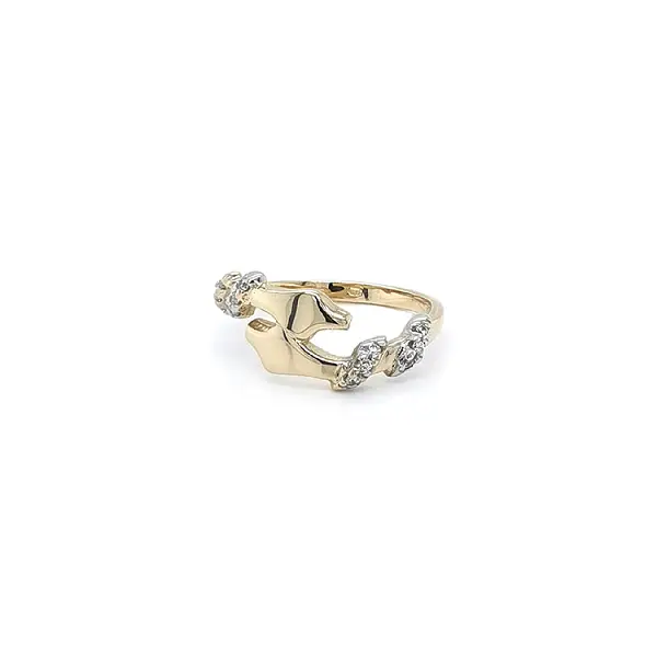 Ring mit Zirkonias in Gold-Kombination
