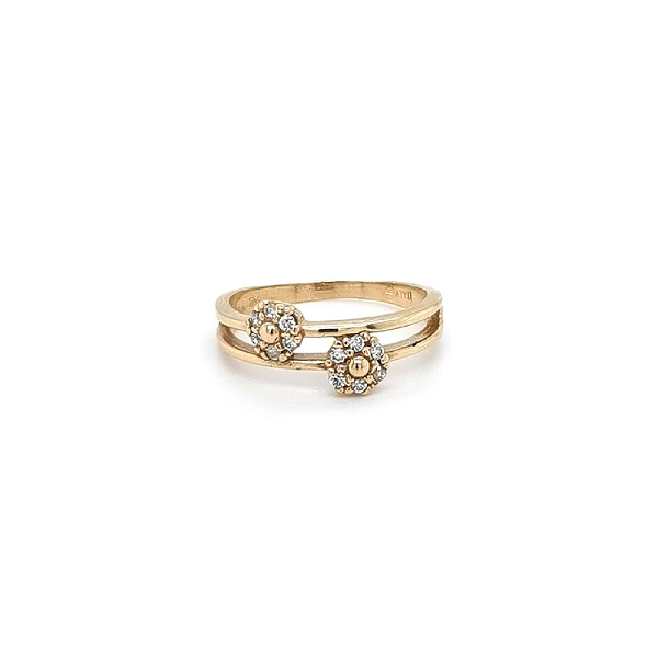 Goldring mit Zirkonen Blume
