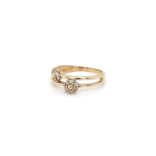 Goldring mit Zirkonen Blume