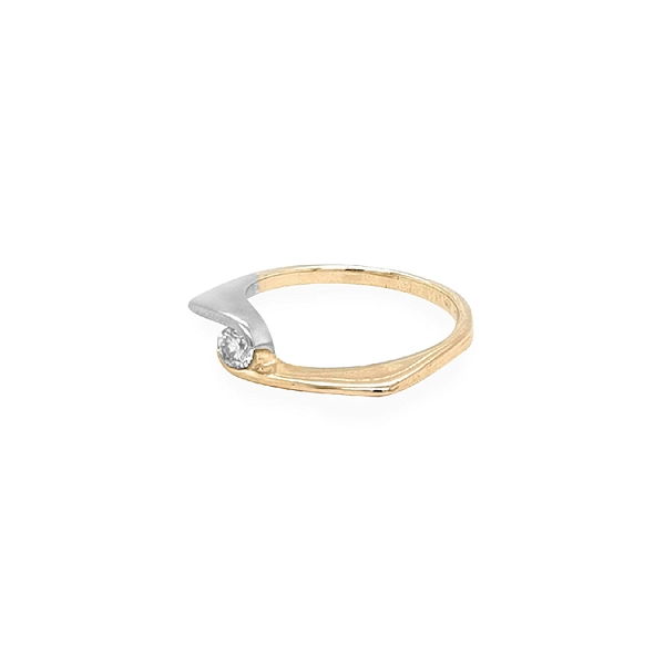 Goldring mit Zirkon aus kombiniertem Gold