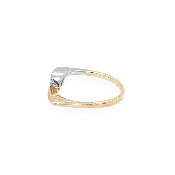 Goldring mit Zirkon aus kombiniertem Gold
