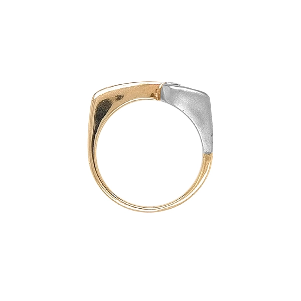 Goldring mit Zirkon aus kombiniertem Gold
