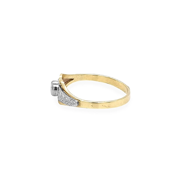 Goldring mit Zirkon aus kombiniertem Gold