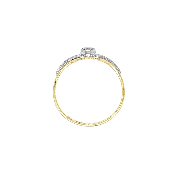 Goldring mit Zirkon aus kombiniertem Gold