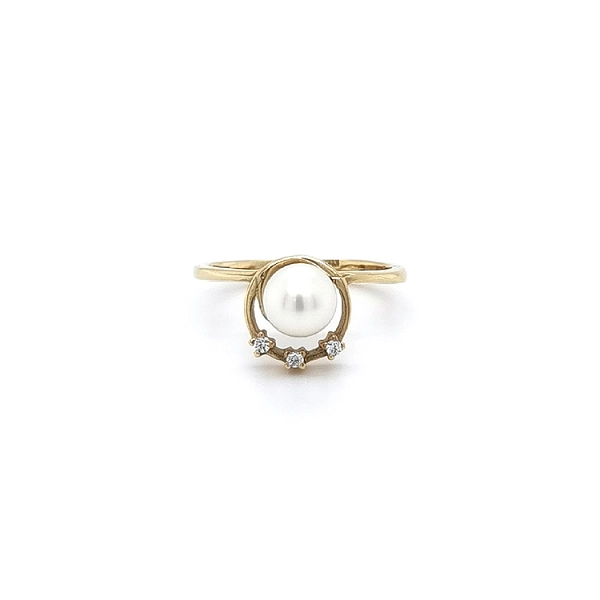 Goldring mit Perle und Zirkonen