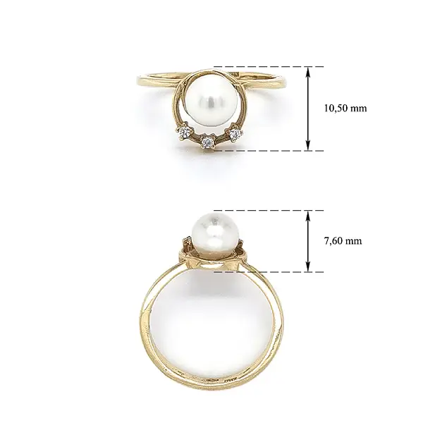 Goldring mit Perle und Zirkonen