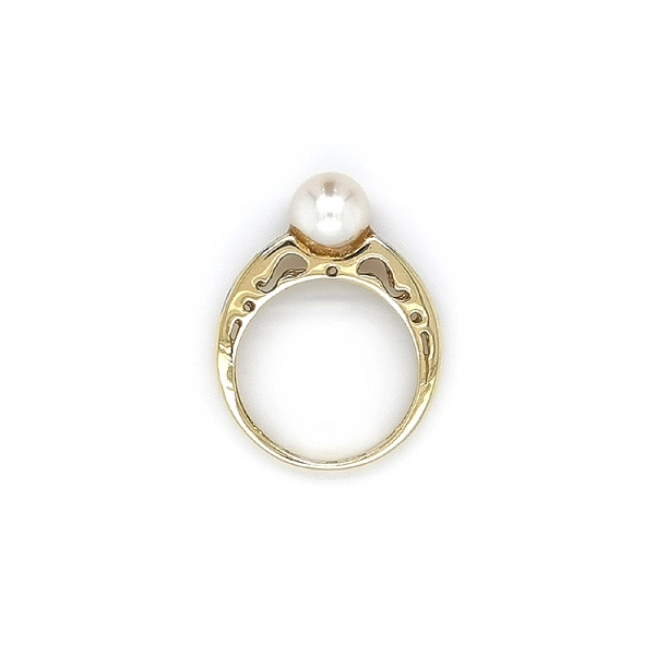 Ring mit Perle aus Kombinationsgold
