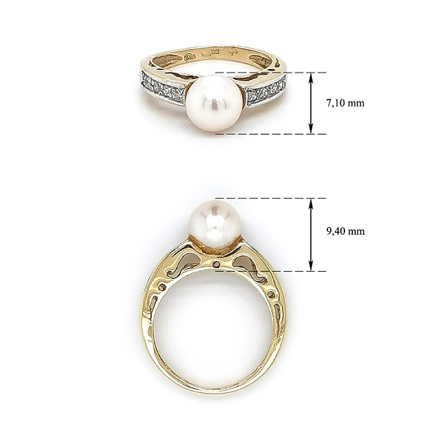 Ring mit Perle aus Kombinationsgold