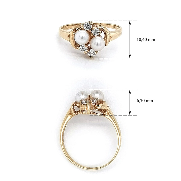 Goldring mit Perlen und Zirkonen