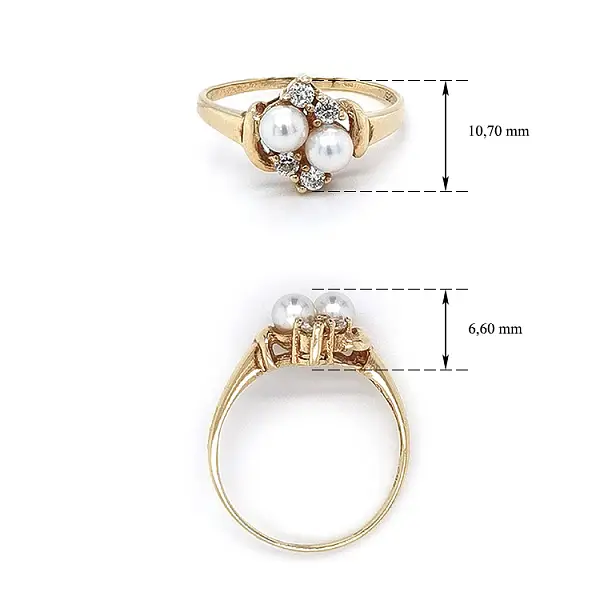 Goldring mit Perlen und Zirkonen