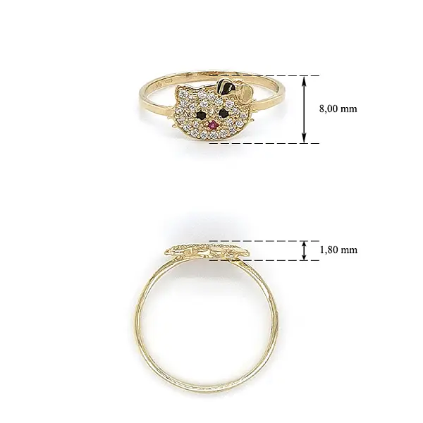 Goldring Hello Kitty mit Zirkonen