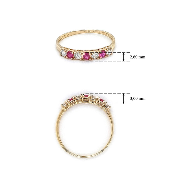 Goldring mit rosa Steinen