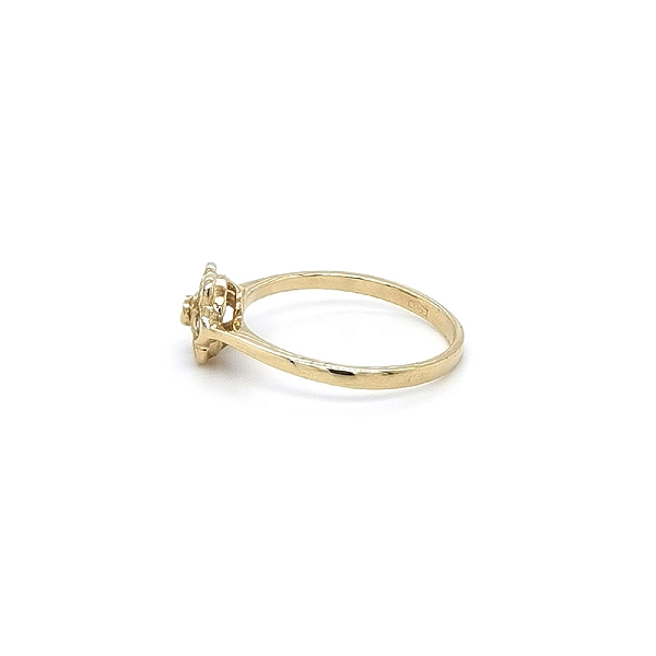Goldring Blume mit blauem Topas