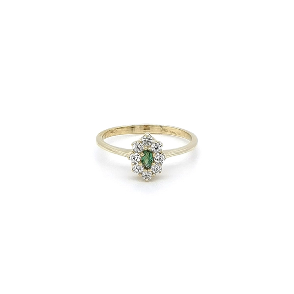 Goldring mit grünem Stein