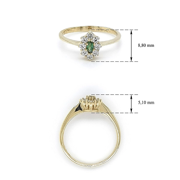 Goldring mit grünem Stein
