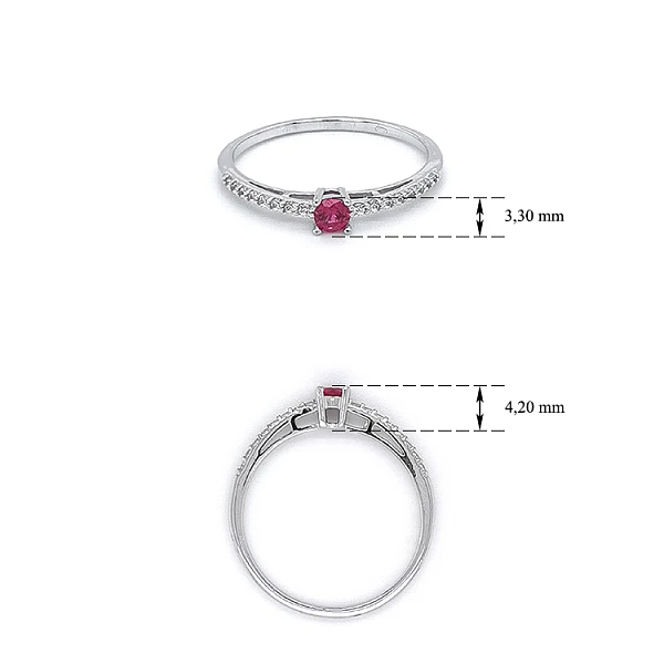 Ring mit rotem Stein in Weißgold