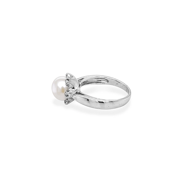 Goldring mit Perle und Zirkonen