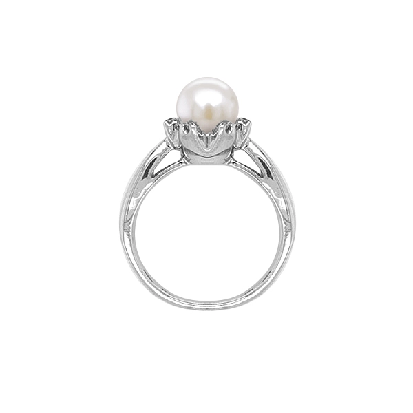 Goldring mit Perle und Zirkonen
