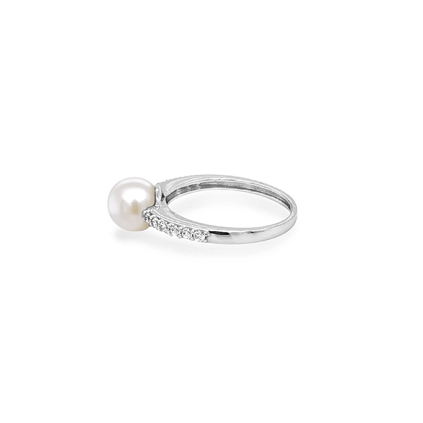 Goldring mit Perle und Zirkonen