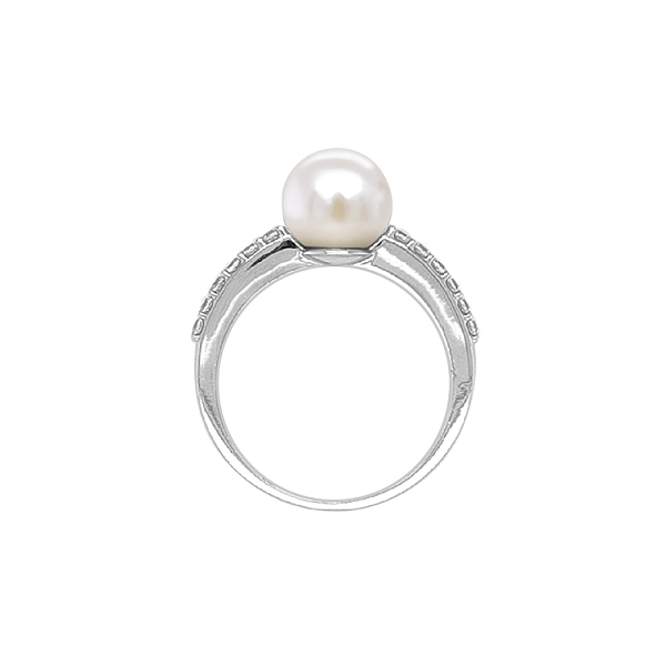 Goldring mit Perle und Zirkonen