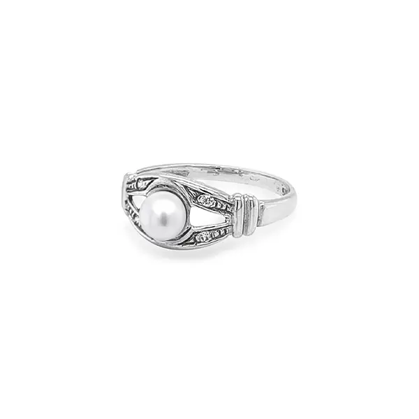 Goldring mit Perle und Zirkonen