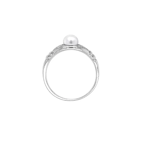 Goldring mit Perle und Zirkonen