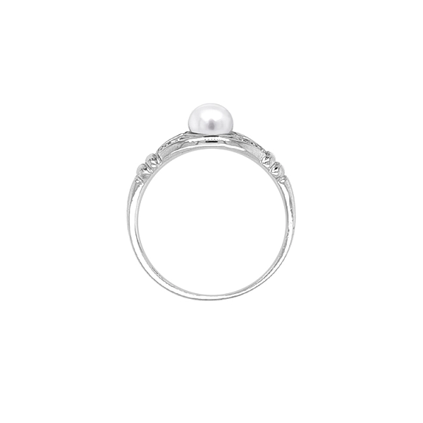 Goldring mit Perle und Zirkonen