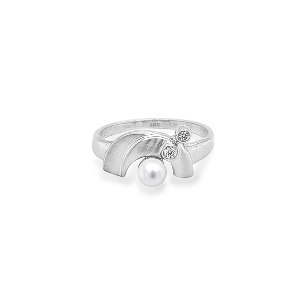 Goldring mit Perle und Zirkonen