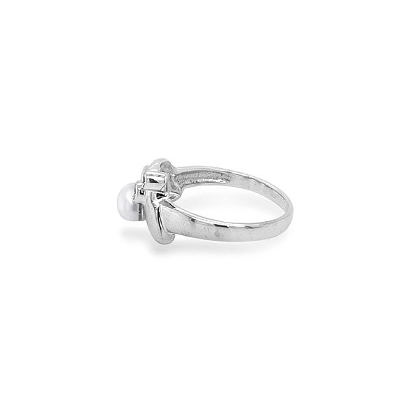 Goldring mit Perle und Zirkonen