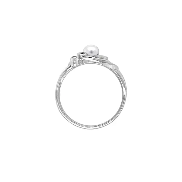 Goldring mit Perle und Zirkonen