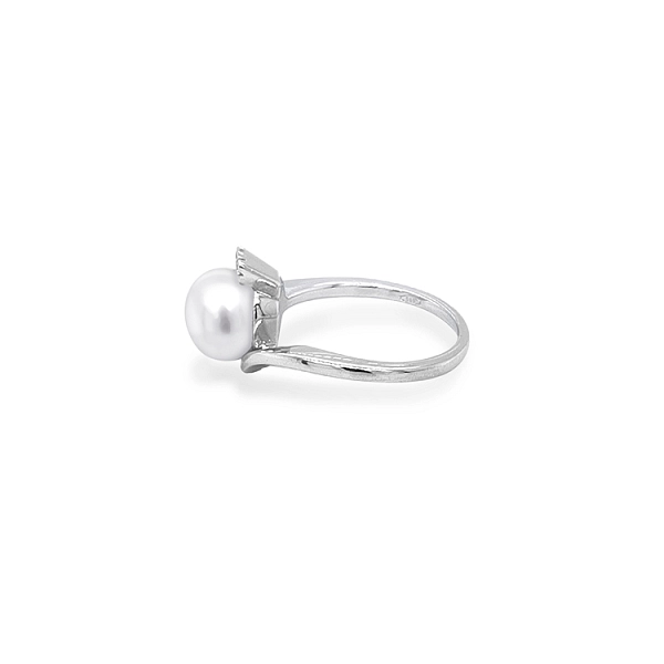 Goldring mit Perle und Zirkonen