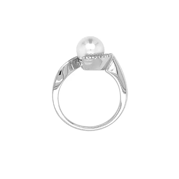 Goldring mit Perle und Zirkonen